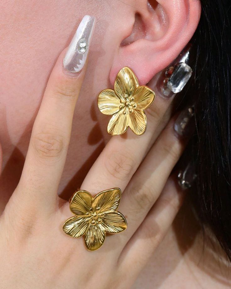 Trendy Stainless Steel Flower Earrings