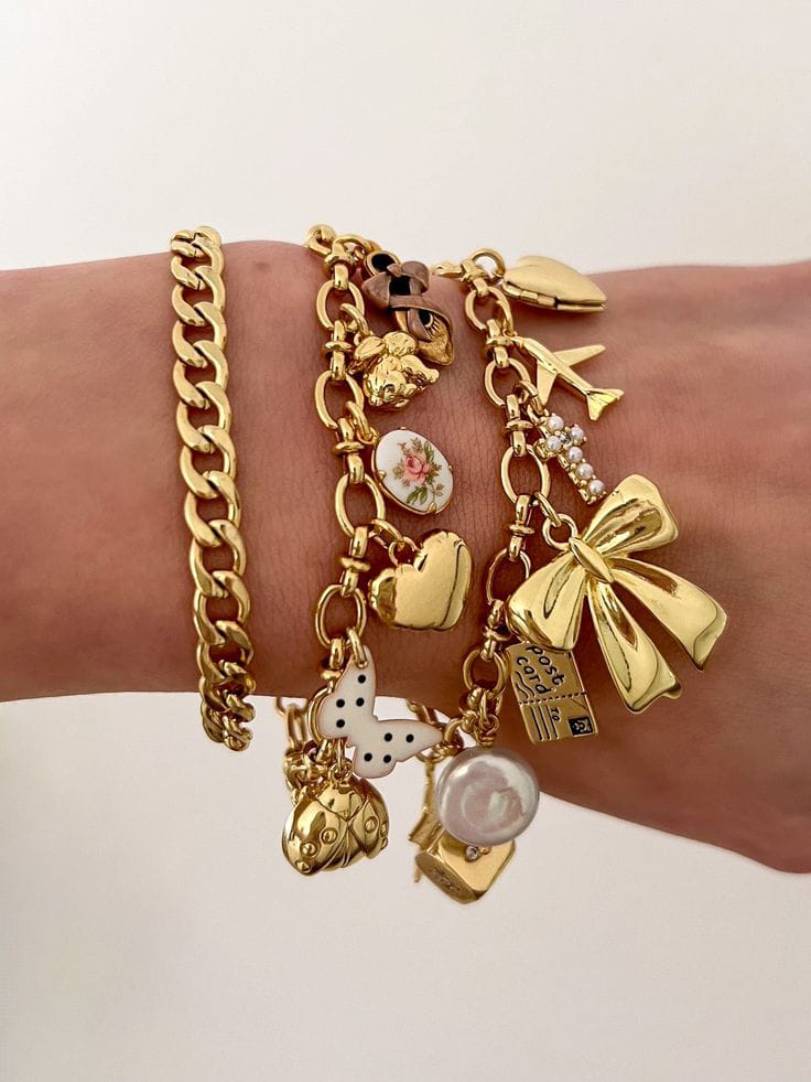 Red Accents Playful Statement Bracelet
