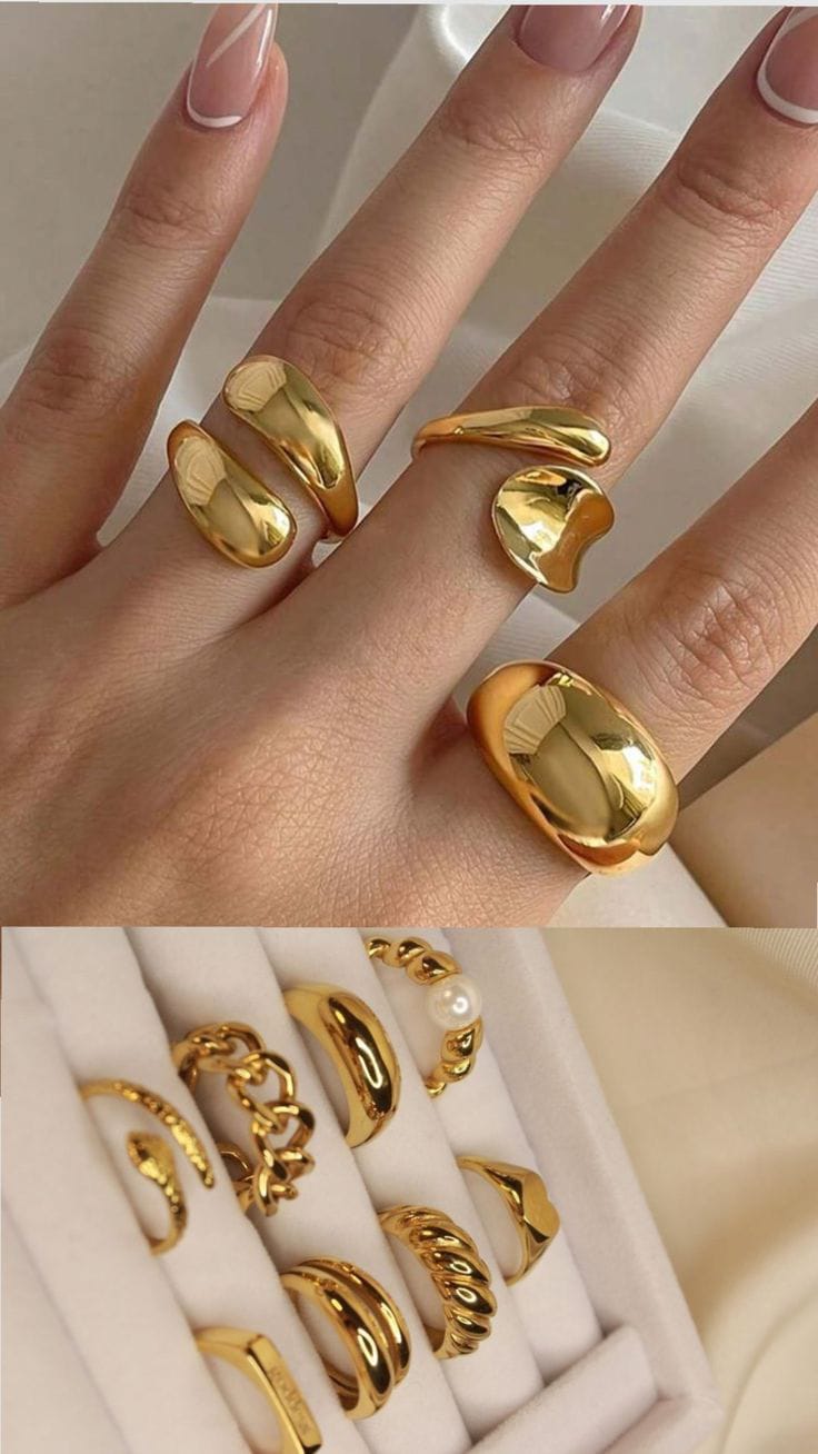 Men's And Women's Ring Set with Unique Geometric Hollow