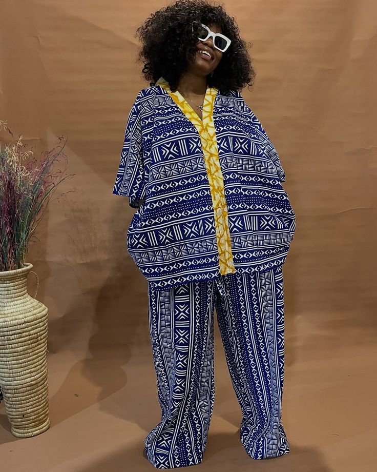 wide-leg pants printed two-piece set