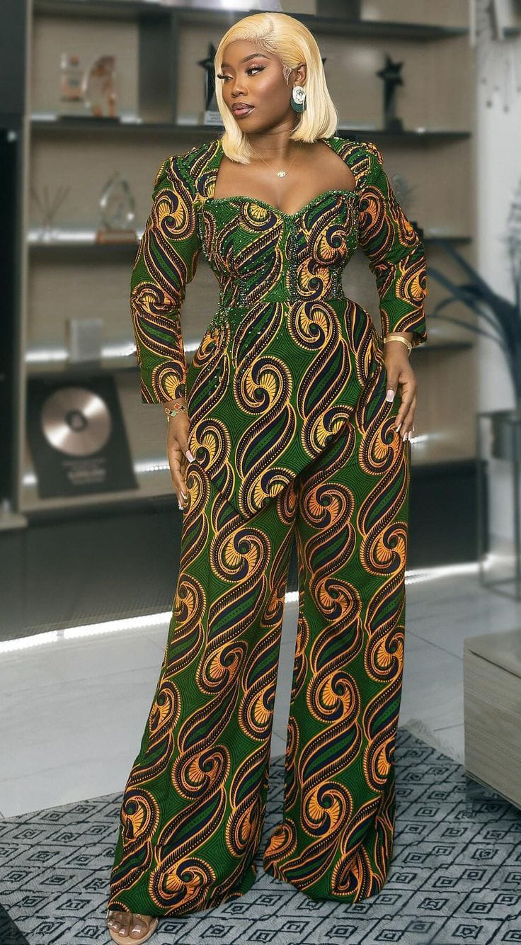 Elegant African Women Suit Blazer and Pants Set