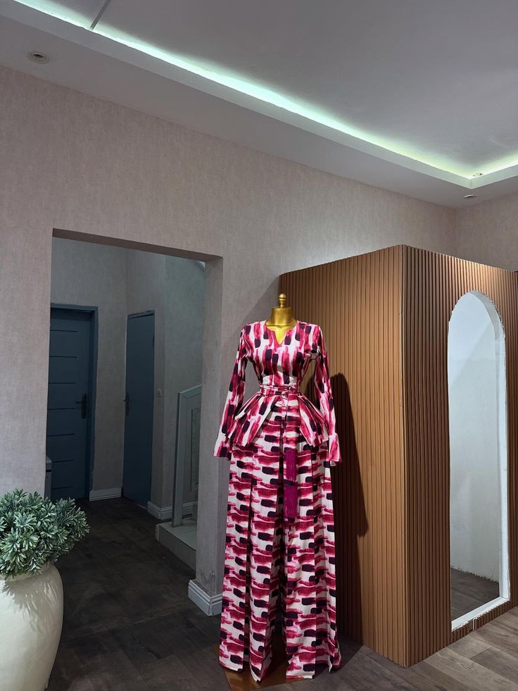 Plus Size African Print Dresses Autumn Elegant African 3/4 Sleeve Party