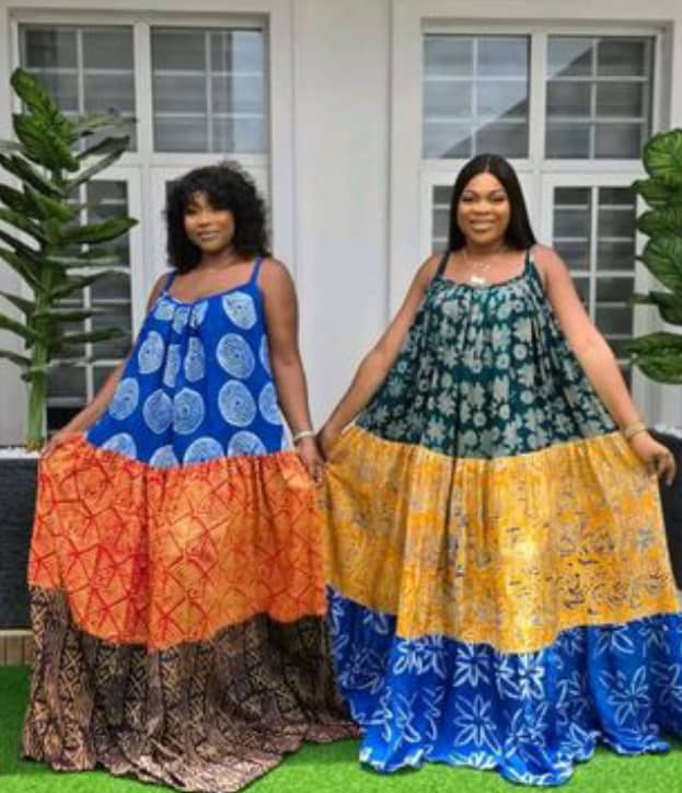 Adire bubu sleeveless gown for events.