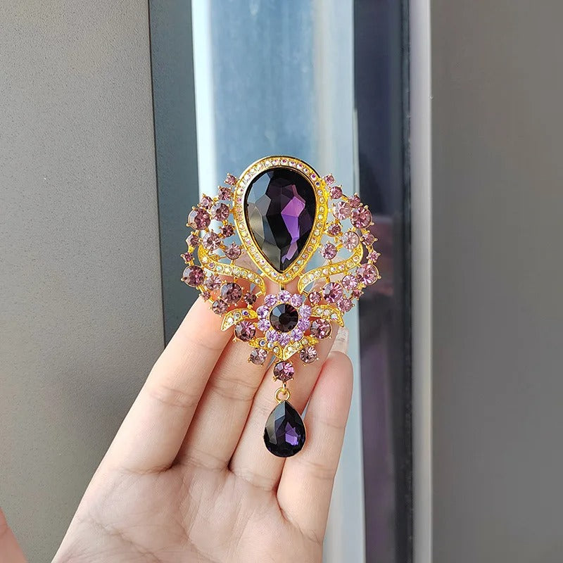Diamond Crystal Drop Brooch