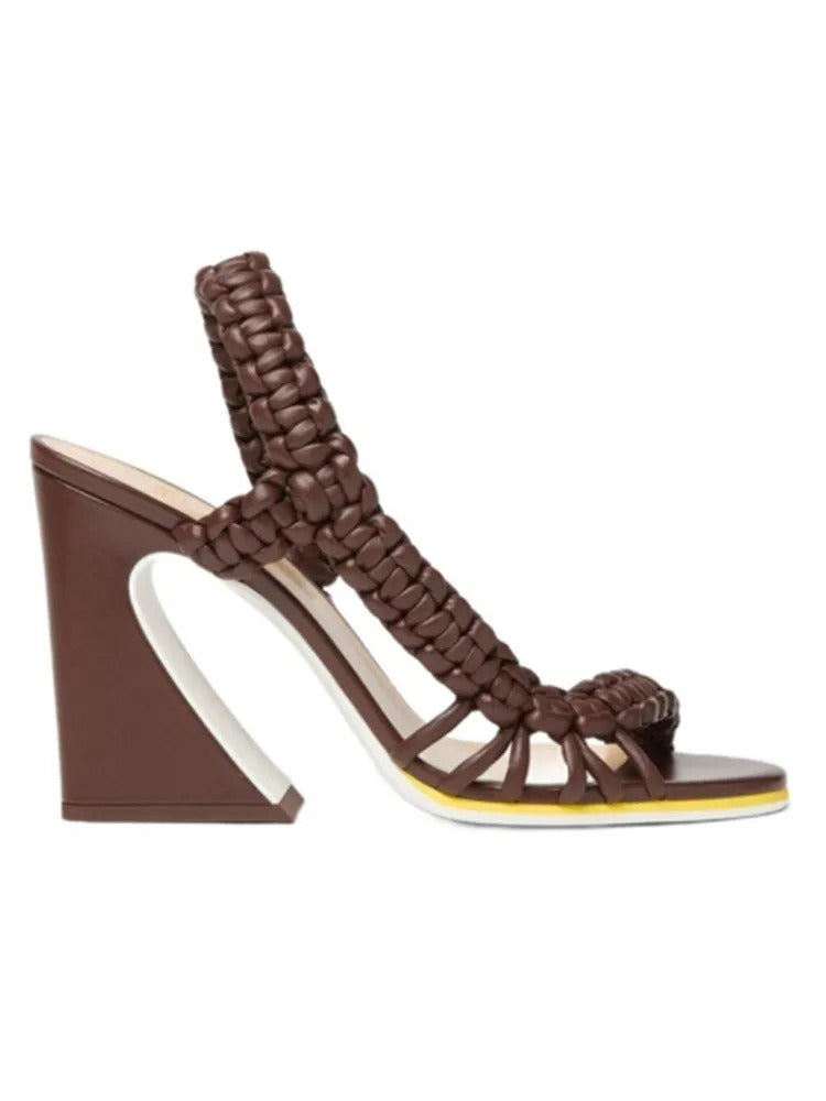 Summer New Coarse High Heel Knitted Women's Sandals