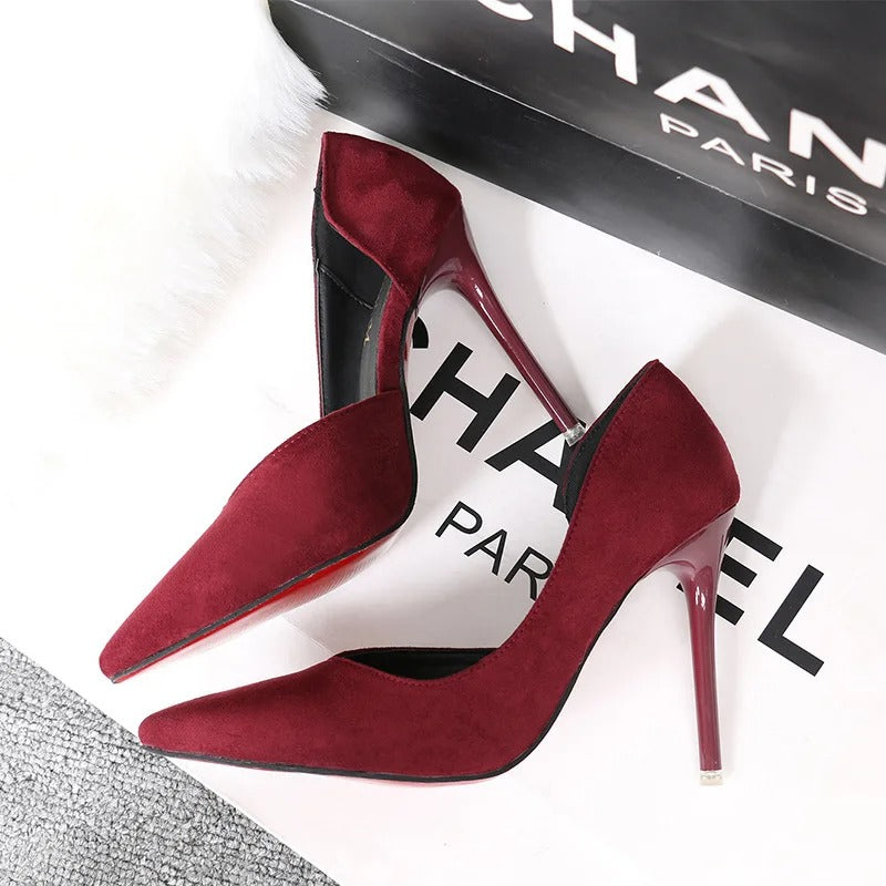 Pointed Toe Office Stiletto Women Shoes Party Heels 10 cm Hollow Female Shoes Sexy