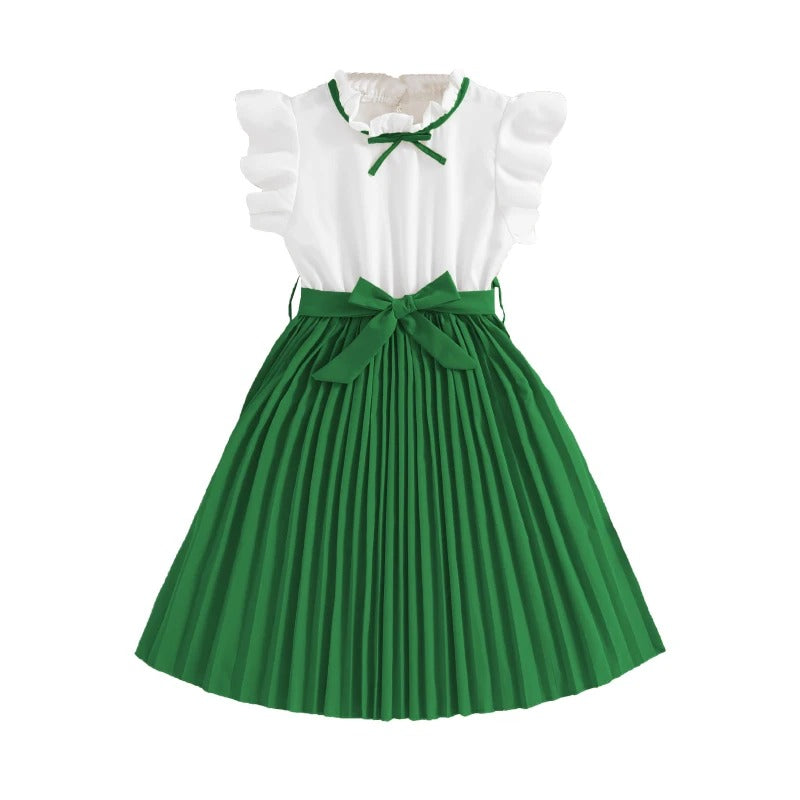 Skirt &amp;Bow tie Preppy Style Elegant Birthday Party Clothes For 8-12 Years