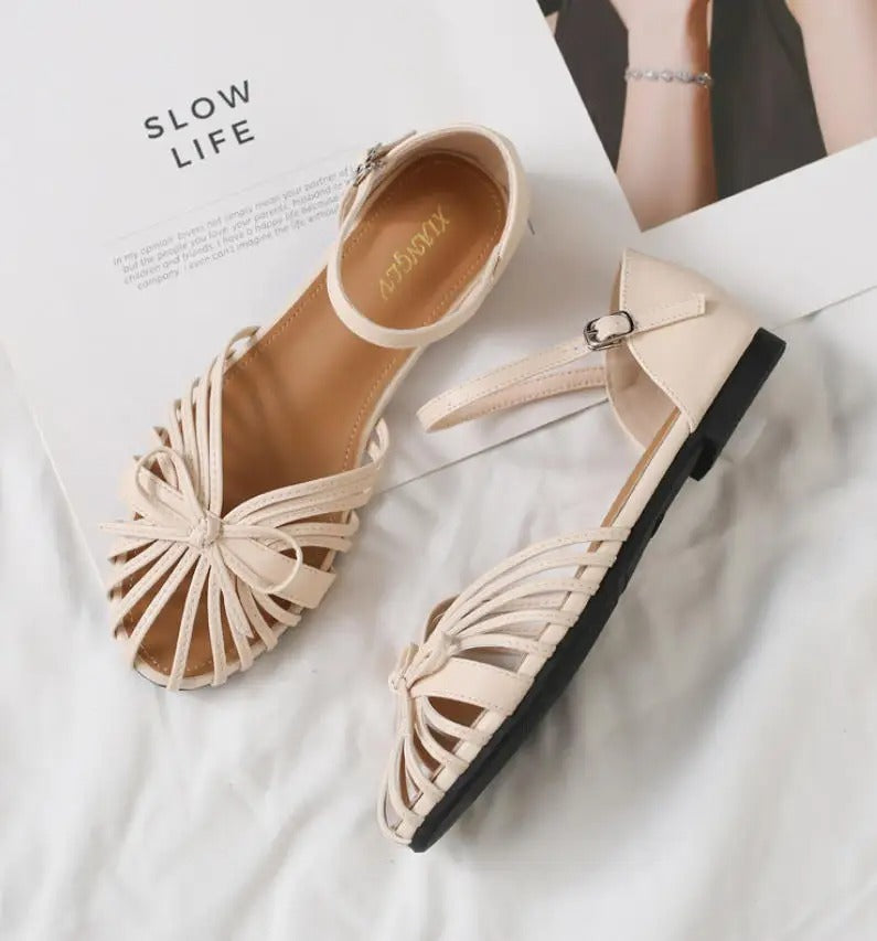 Flat Sandals Single Strap Hollow Out Gladiator Roman Shoes P