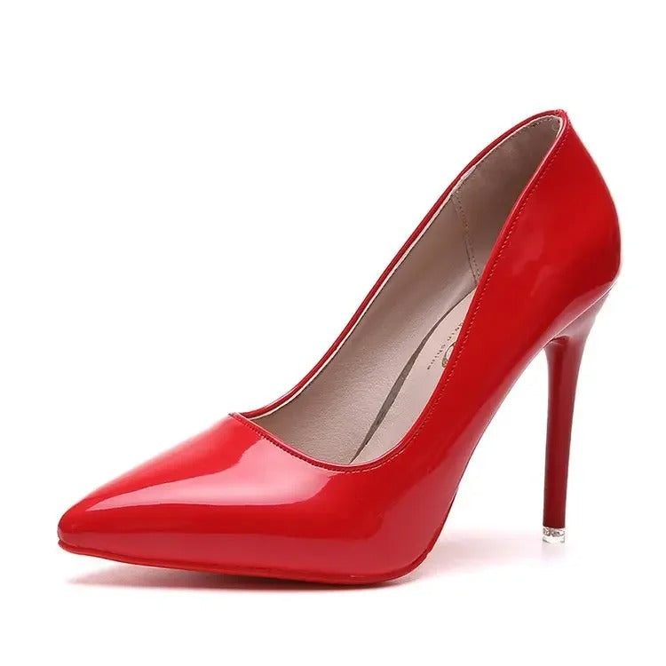 Big Size 35-45 women's shoes 2026 concise flock high heels