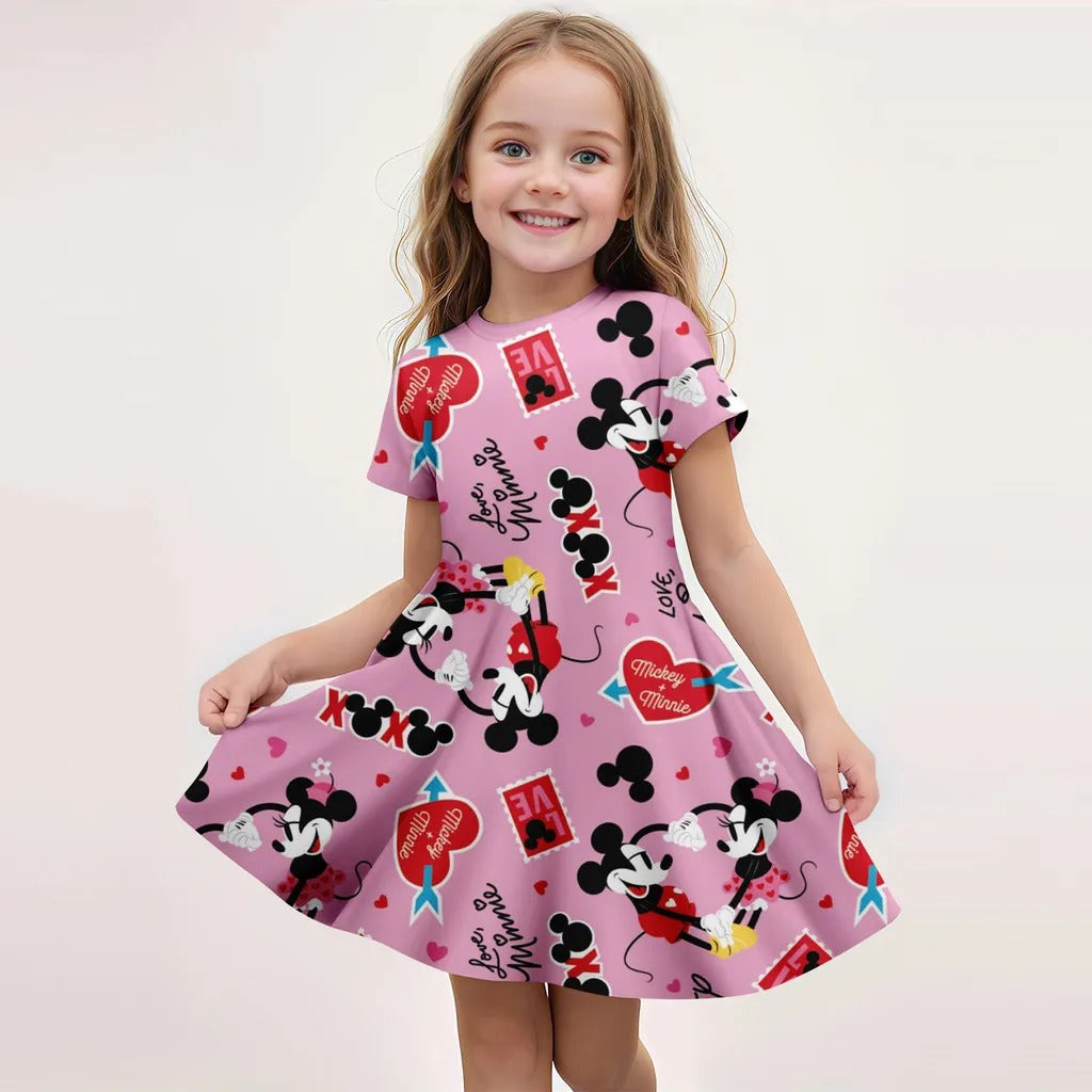 summer Disney 3D Printing Children's Party Dress Mickey Mouse Mini