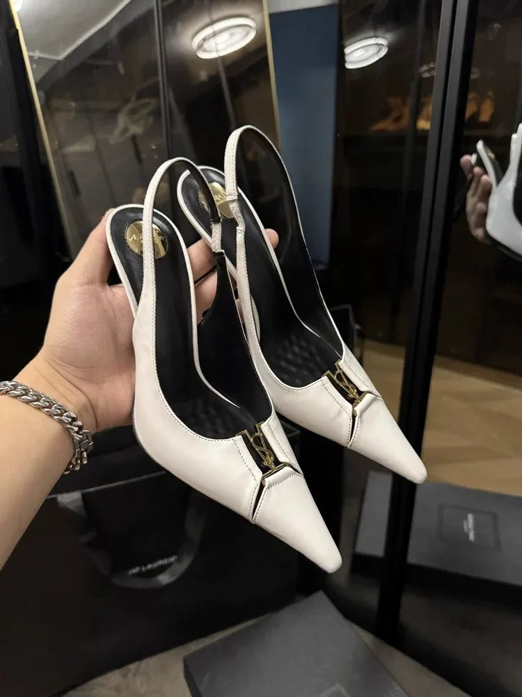 Women's Fashion Space Stiletto Sandals Women's White Single Shoes.