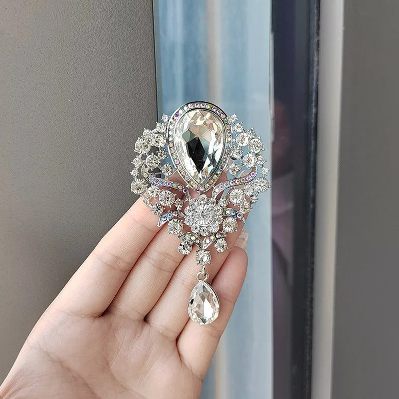 Diamond Crystal Drop Brooch