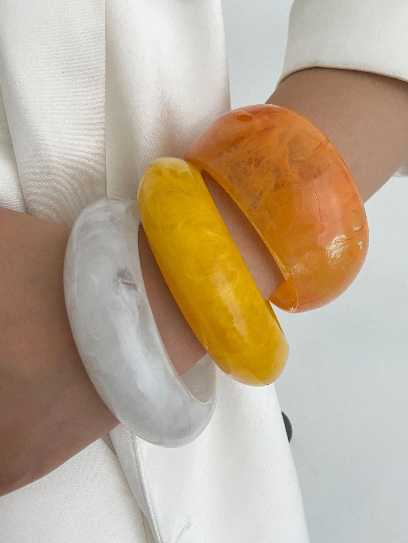 3 Styles Boho Chunky Resin Plastic Bracelets for Women