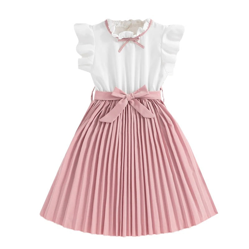 Skirt &amp;Bow tie Preppy Style Elegant Birthday Party Clothes For 8-12 Years