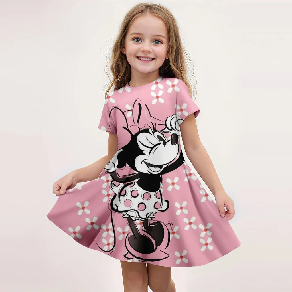 summer Disney 3D Printing Children's Party Dress Mickey Mouse Mini