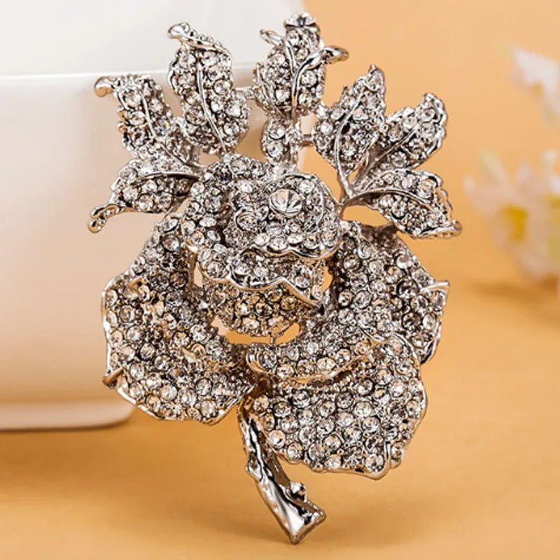 colorful Rhinestone Crystal Rose Flower brooch