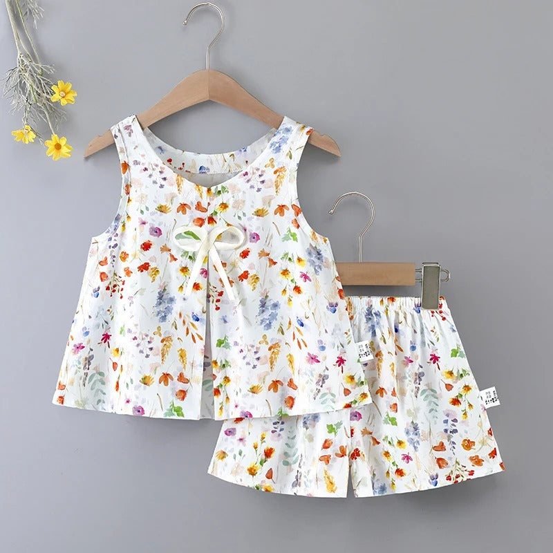Baby Sleeveless Shorts Vest Cotton Silk Casual Home wear.