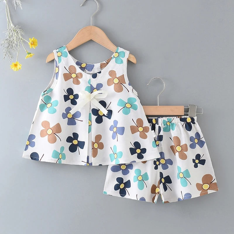 Baby Sleeveless Shorts Vest Cotton Silk Casual Home wear.