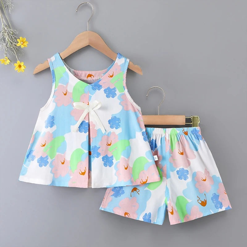 Baby Sleeveless Shorts Vest Cotton Silk Casual Home wear.