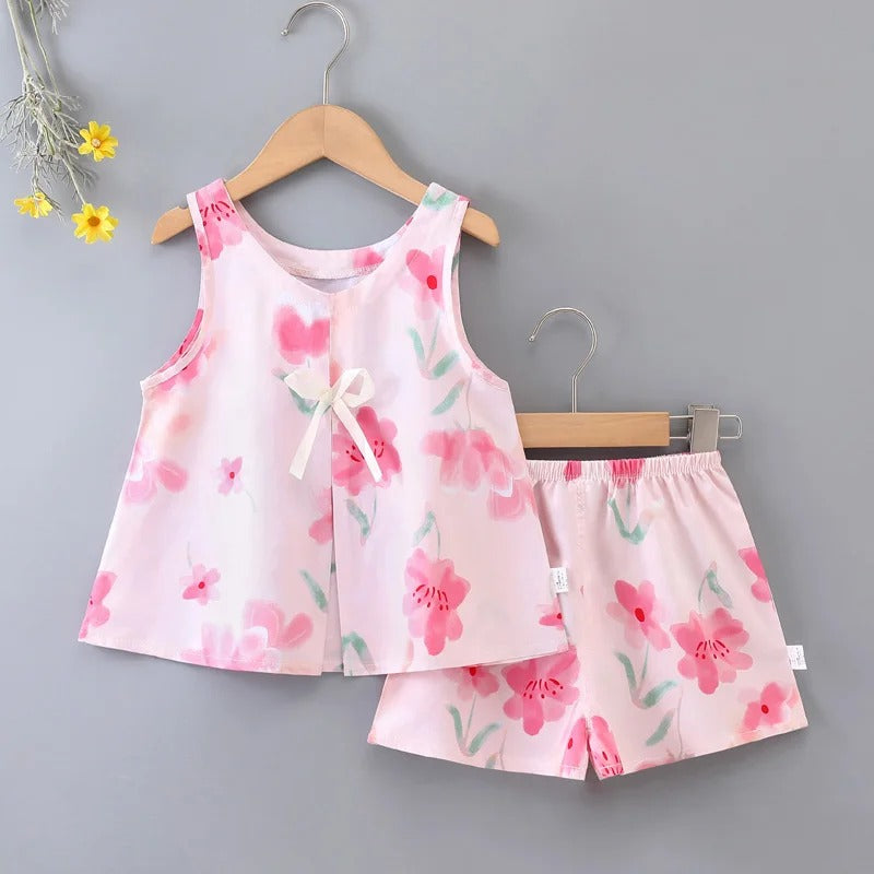 Baby Sleeveless Shorts Vest Cotton Silk Casual Home wear.