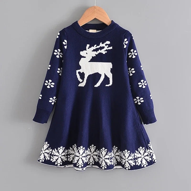 Dress Vest Stripe Party Girl Baby Retro Knitted Wool Dress Casual Vestidos.