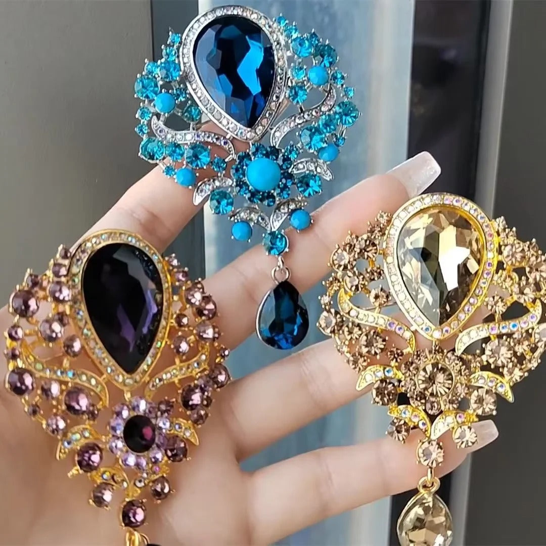 Diamond Crystal Drop Brooch