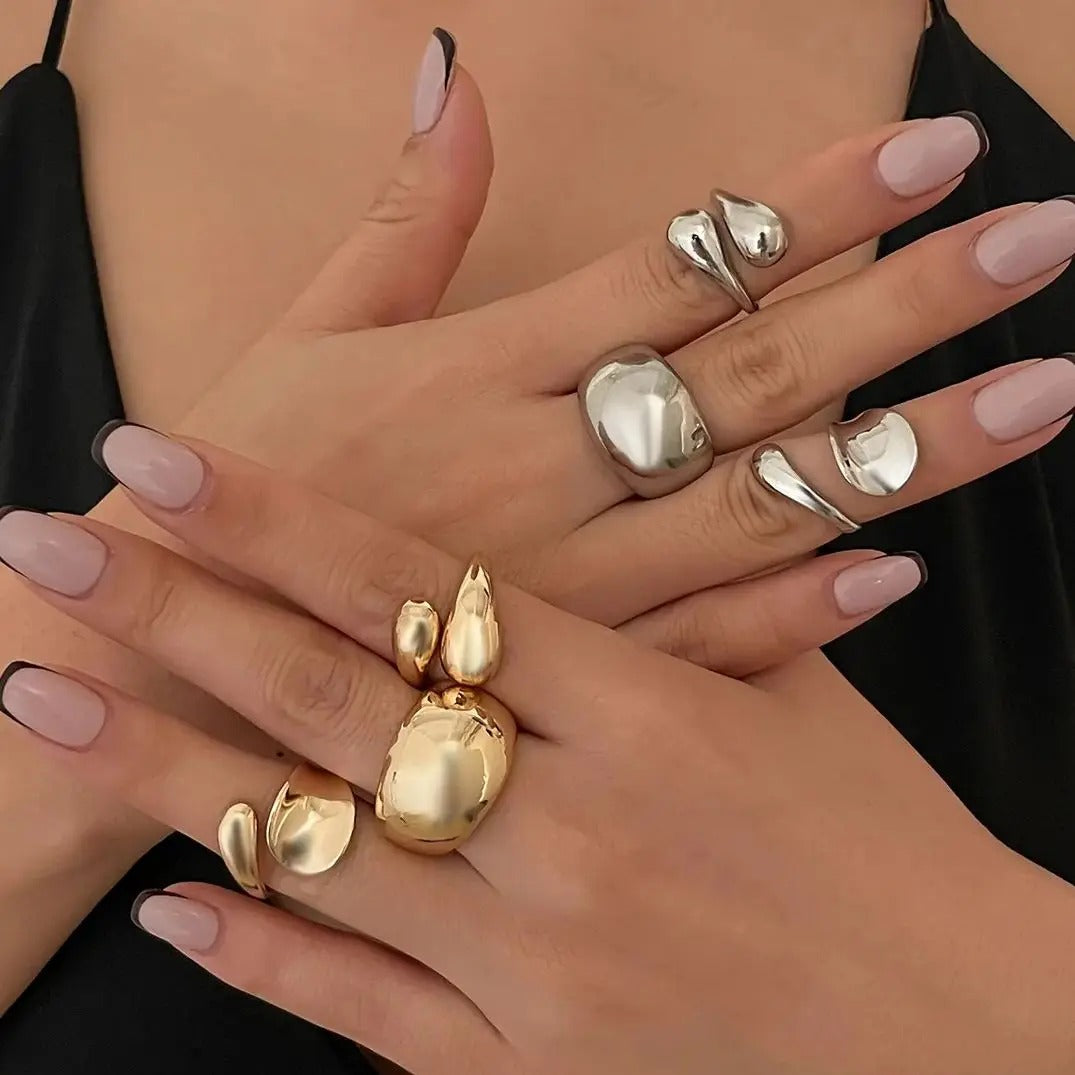 Gold Silver Color Metal Knuckle Joint Ring Jewelry.