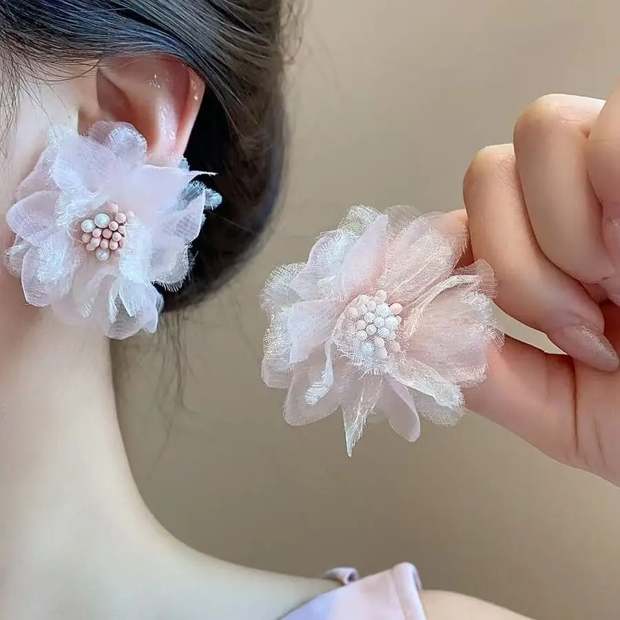 fairy flower earrings with mesh