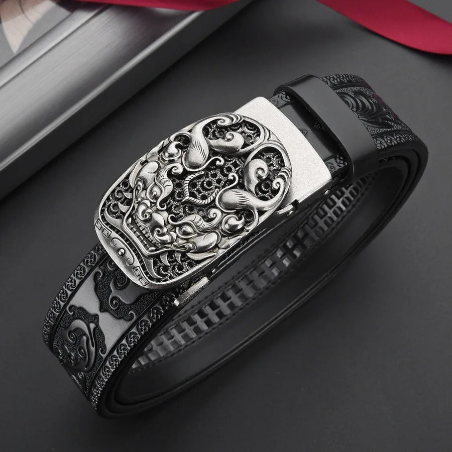 Genuine leather retro men's belt