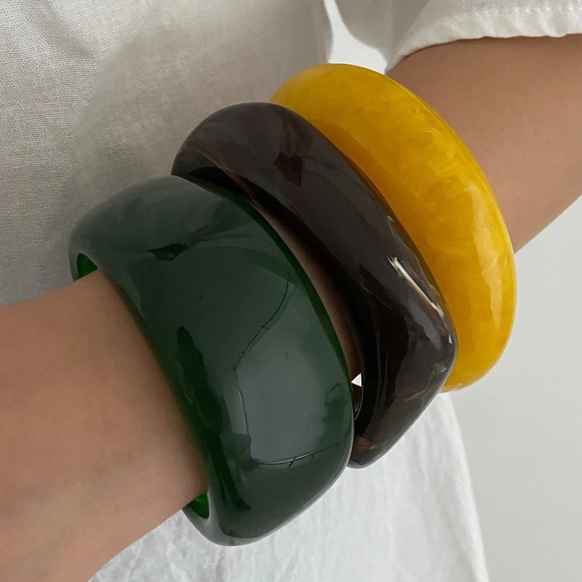 Salircon 3 Styles Vintage Irregular Geometric Resin Acrylic Bangles for Women