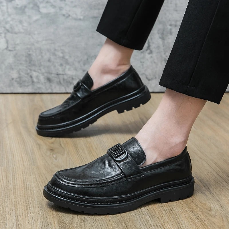 Cross-legged leather shoes men's leather formal business