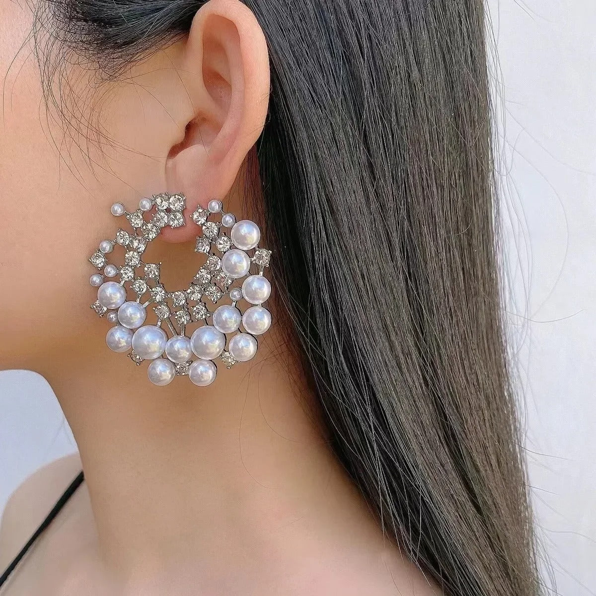 Big Pearl Hoop Earrings for Women Exquisite