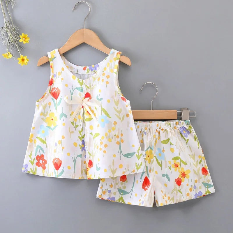 Baby Sleeveless Shorts Vest Cotton Silk Casual Home wear.