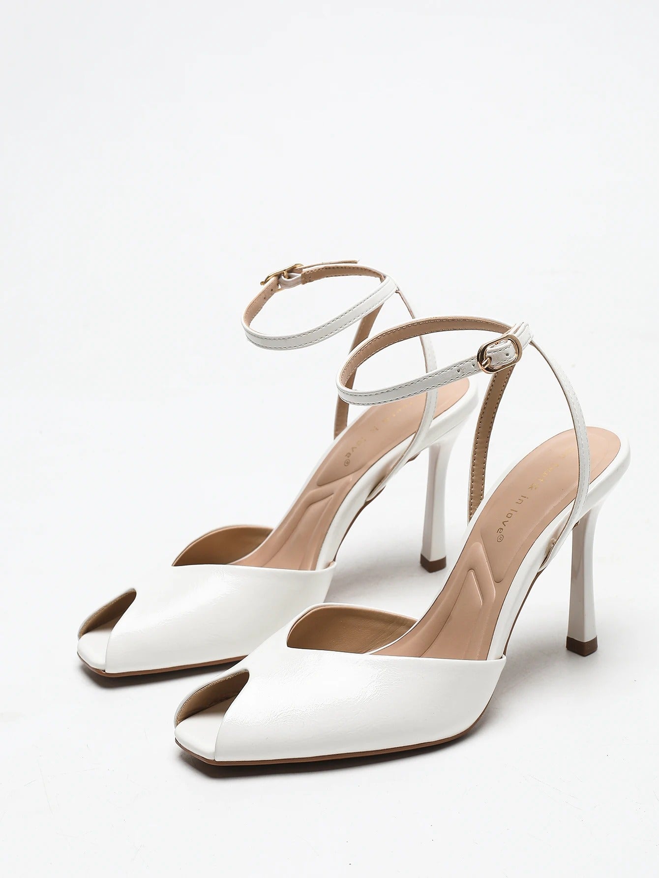 Chic Square-Toe Leather Peep-Toe Slingback Stiletto Heels, Stylish Fashion Footwear