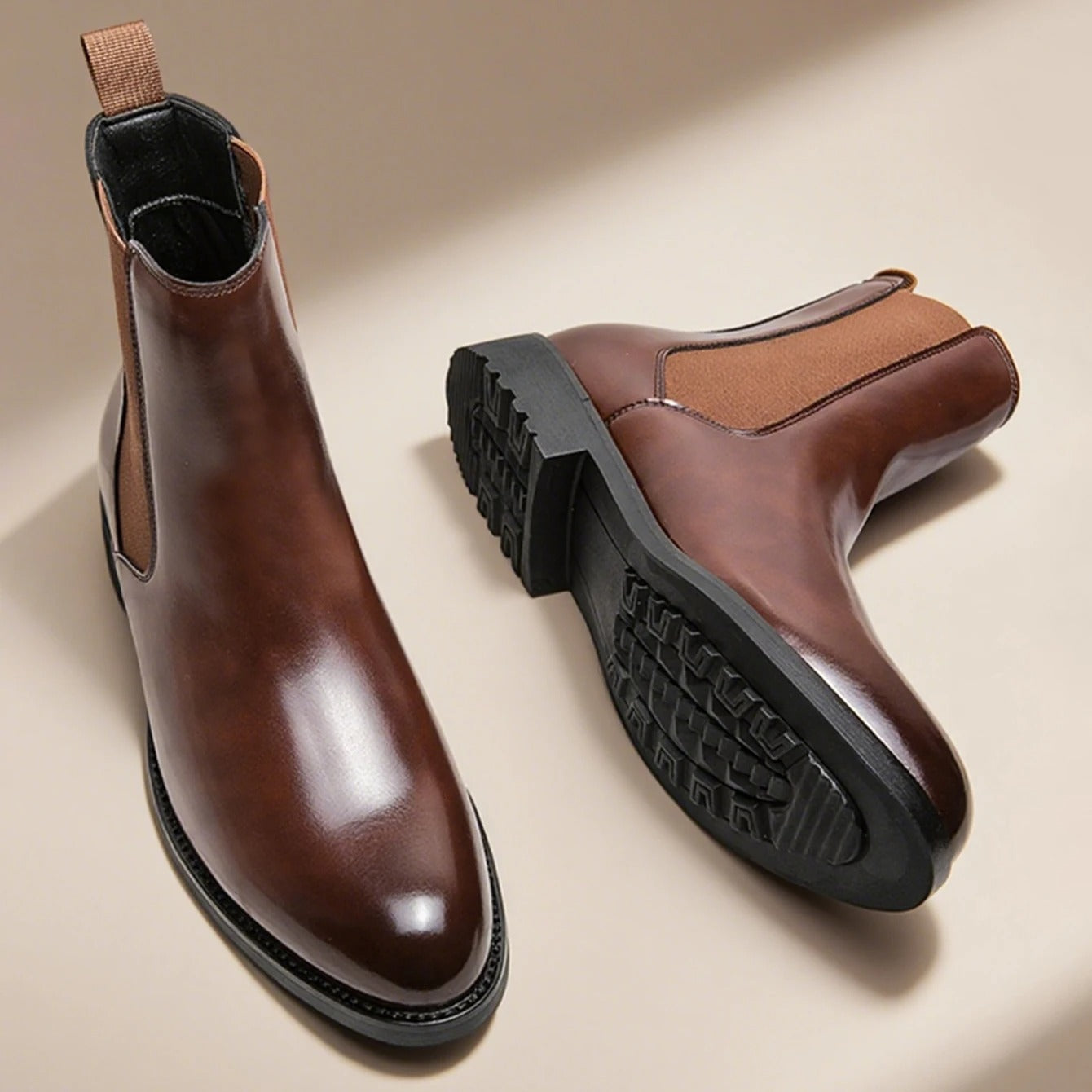 Men's Leather Formal ShClassic Designer Men Chelsea Boots Slip On Pointed Toe Luxury Middle Ankle Short Leather Boots oes Classic Office Social Shoes
