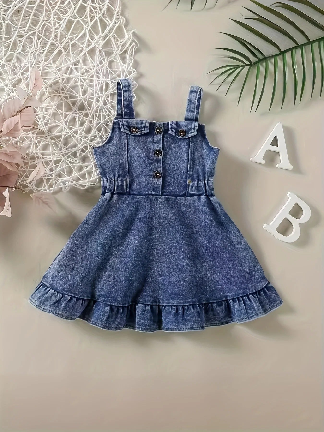 Girl's Denim Romper Dress