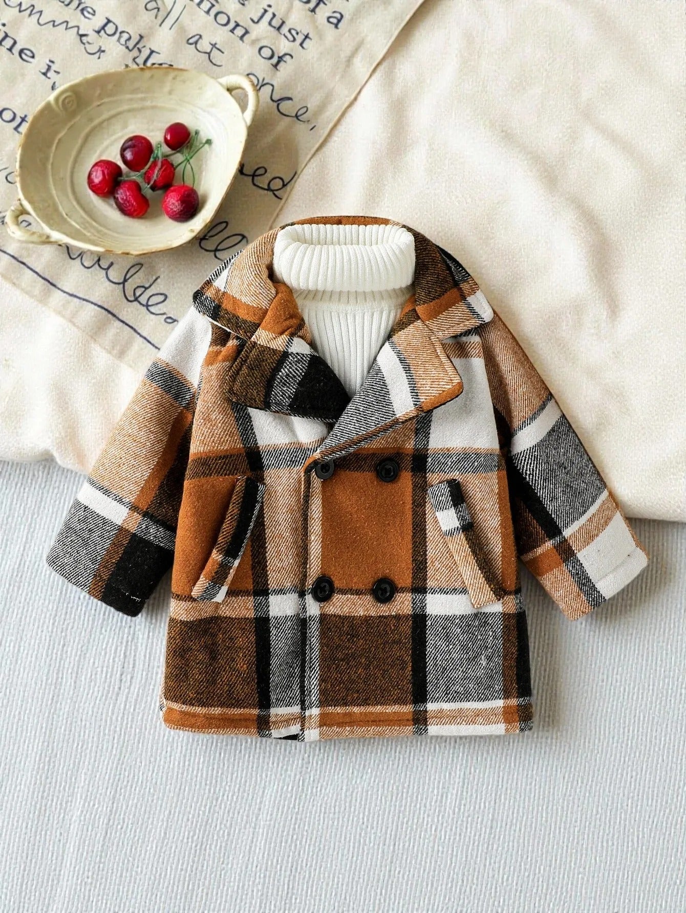 Boy Baby Lapel Coat Plaid Long-Sleeve