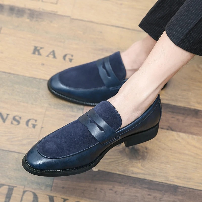 Leather casual shoes Men's slip-on pointed loafers