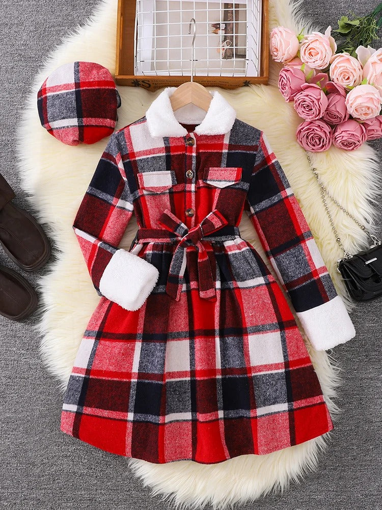 Checkered Dress Hat Two Piece Set.