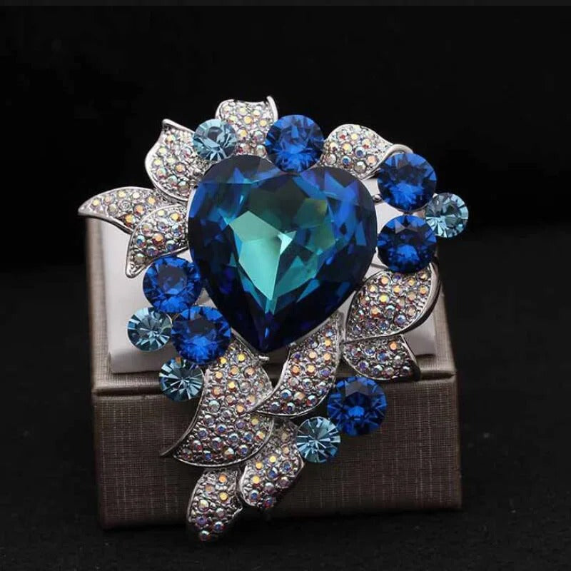 Luxury Full Crystal Heart Brooch Pin