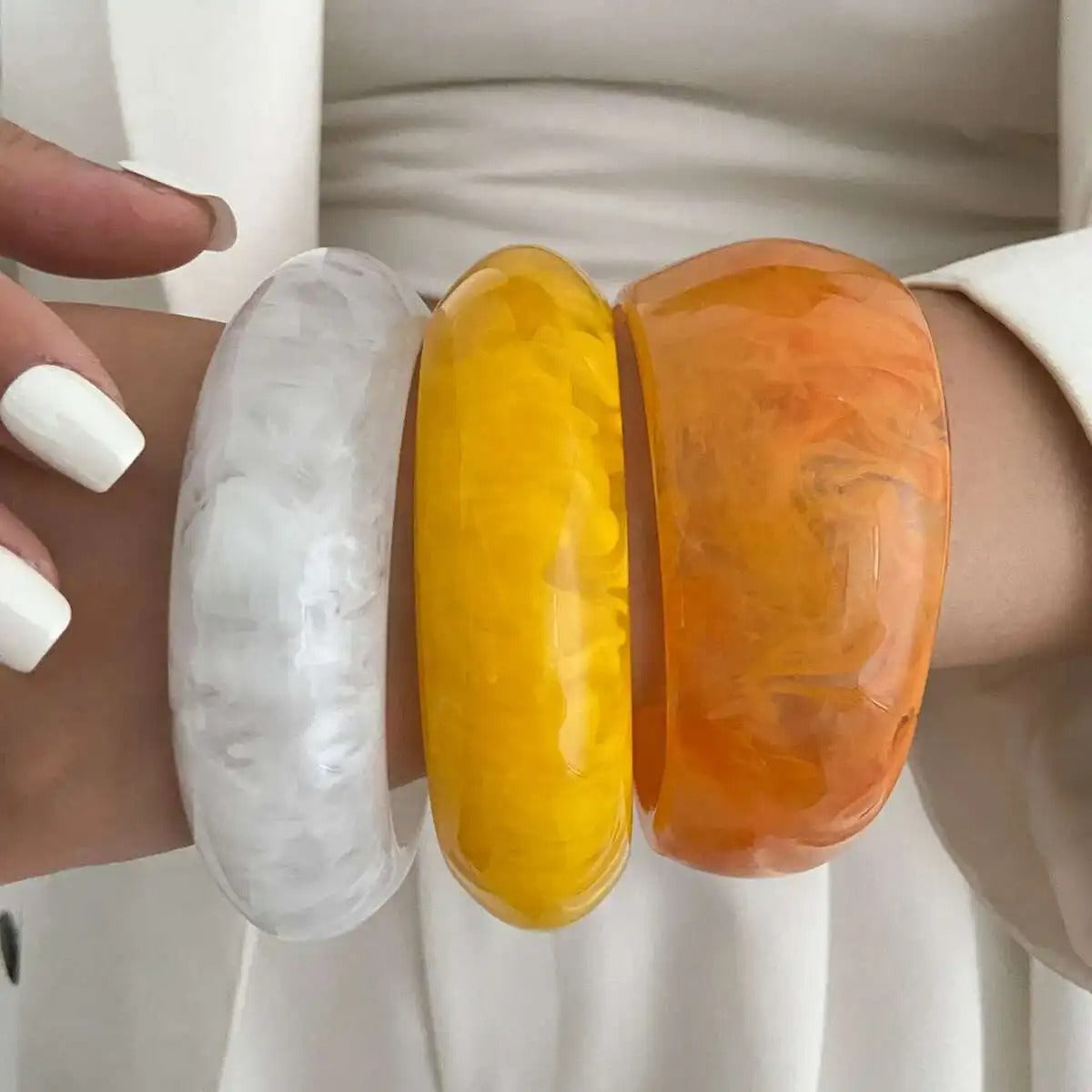 3 Styles Boho Chunky Resin Plastic Bracelets for Women