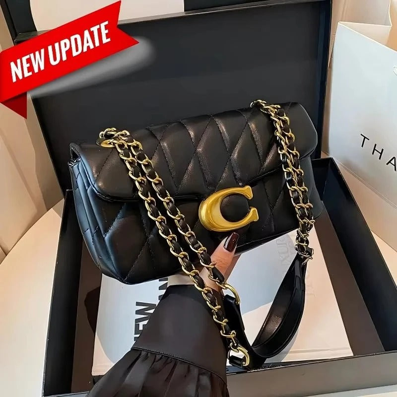 simple diamond grid versatile chain bag for women.