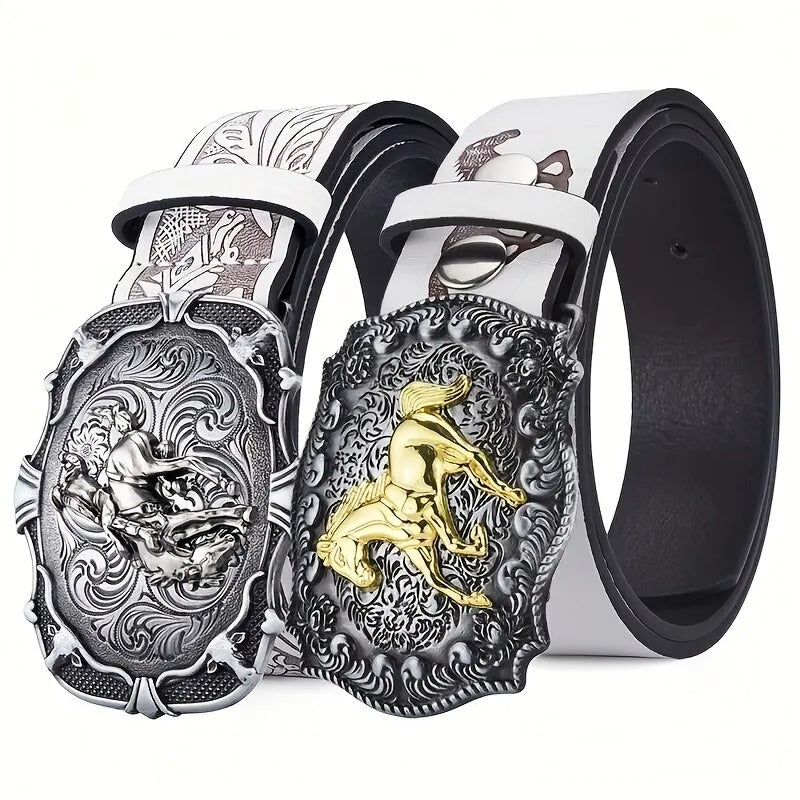 Galloping Horse Buck Head Belt