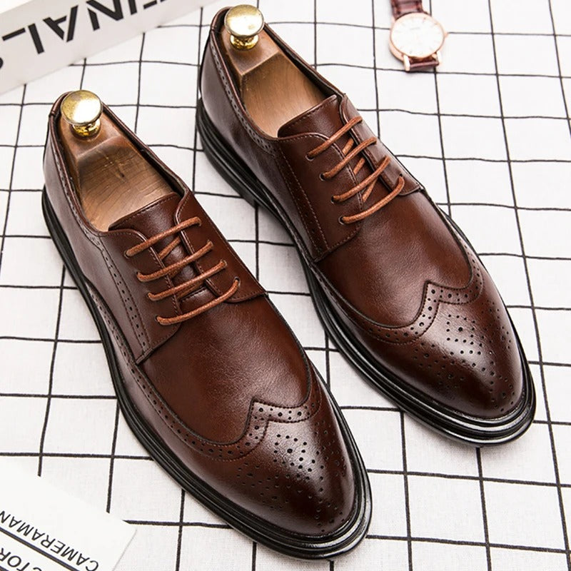 Office Leather Shoes For Men Social Wedding Brogues