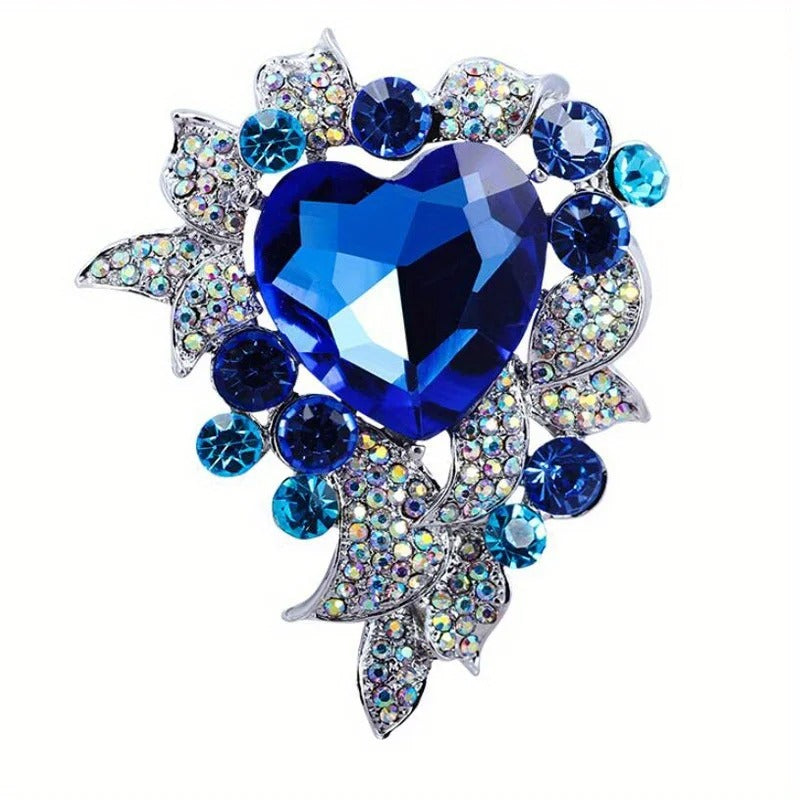 Luxury Full Crystal Heart Brooch Pin