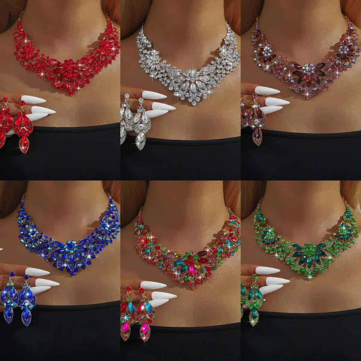 Flower Necklace Earrings