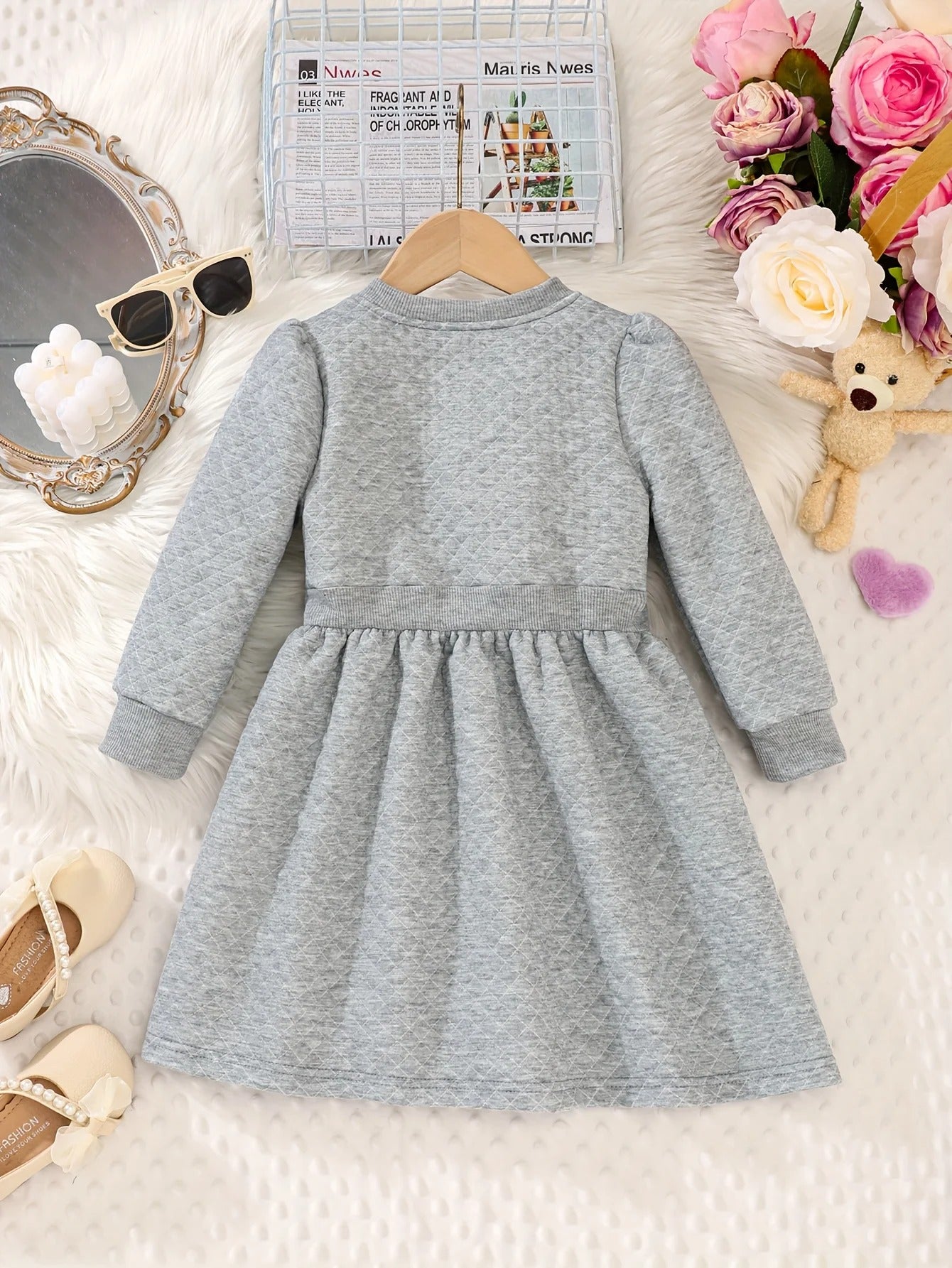 A Long-Sleeved Princess Dress with A Round Neck