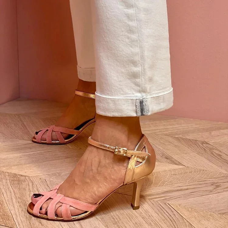 Velvet Shoes Sandals Closed Heel 2026 Summer Open Toe Suit Female Beige Large Size Suede