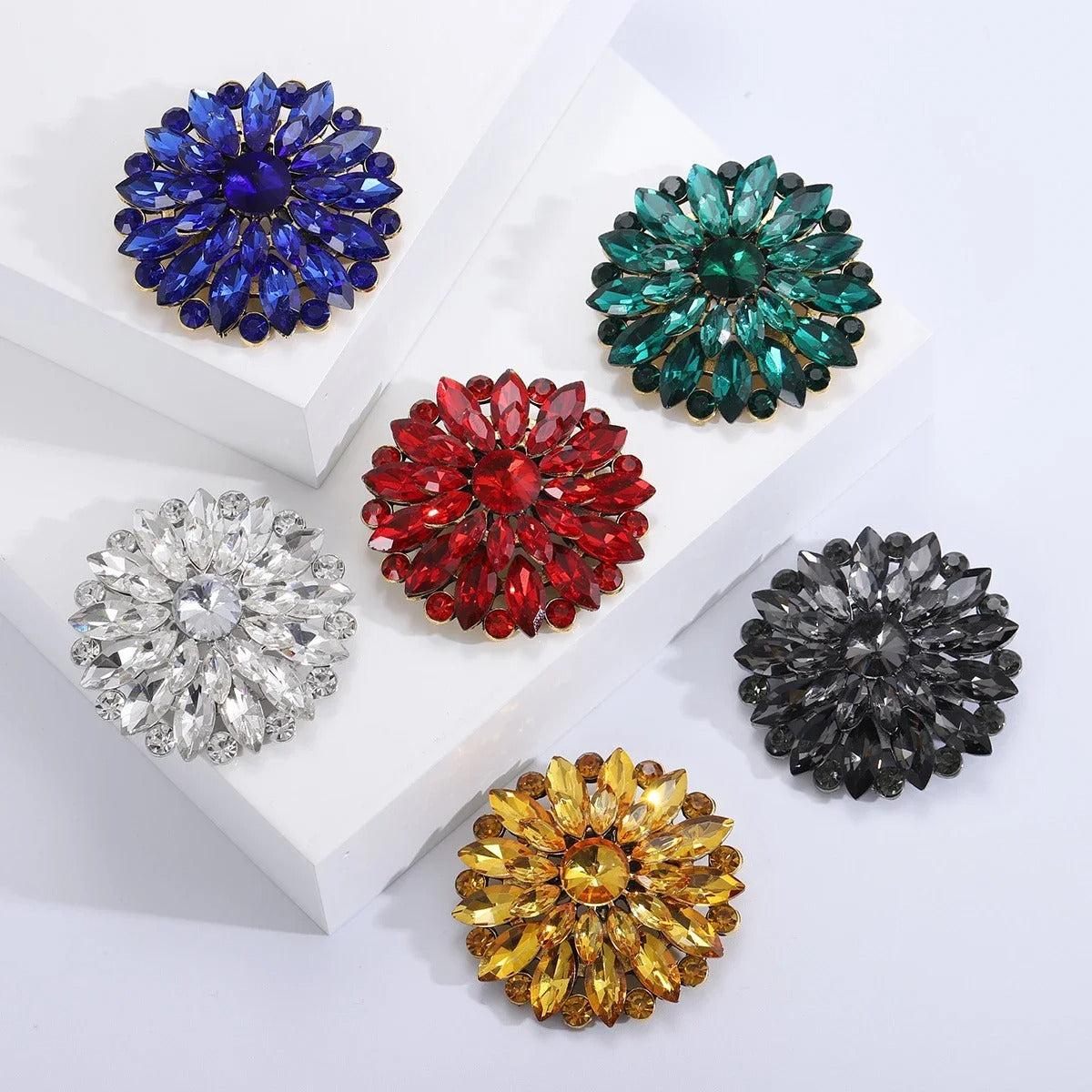 Glass Flower Brooches for Women