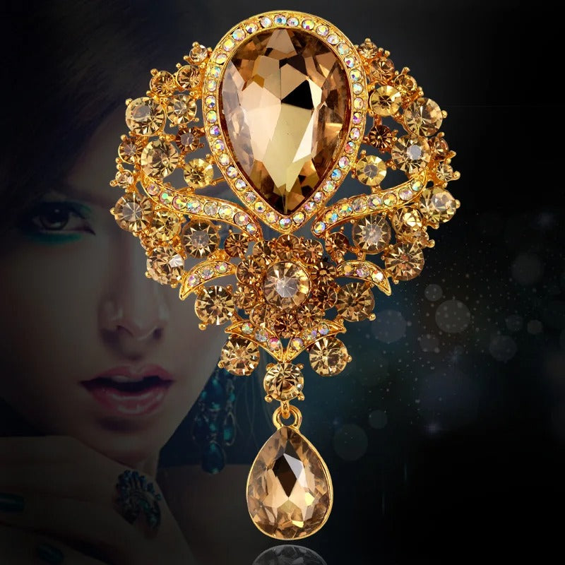 Diamond Crystal Drop Brooch
